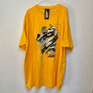 Team Penske T-Shirt Men’s 4XL Yellow Short Sleeve 100% Cotton Tee Auto Racing